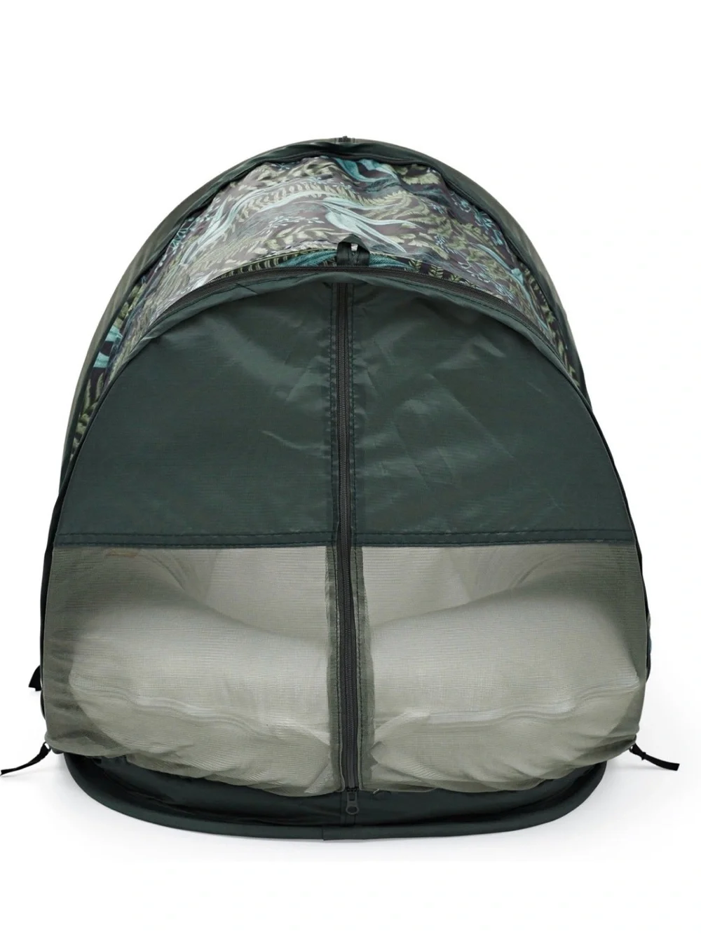 Kids Travel Pop-Up Mosquito Net with Green Leaf Print